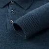Polo's voor heren Minglu Cashmere gebreide heren Polo shirts luxe wol lange mouw vaste kleur lente herfst casual mannelijke mannelijke truien 3xl 230308