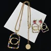 Arch Eardrop for Women Pink Big Jewel Charm with Colored Diamonds Hollow Circle Design Pendant Necklaces