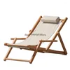 Camp Furniture Solid Wood Recliner Folding Lunch Break Balcony Leisure Chair Canvas Home Nap Outdoor Summer Lazy ReclinerCamp