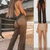 Kadın pantolon kadın tığ işi geniş bacak dantel parti kulübü perspektifi uzun pantolonlar mayo plaj bikini örtbas