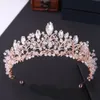 Wedding Hair Jewelry Baroque Luxury Rose Gold Crystal Kulki Heart Bridal Tiaras Crown Big Contrate Diadem Akcesoria 230307