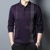 Men's Polos Fashion Brand Men Polo Shirt Striped Long Sleeve Autumn and Spring Male Korean Style Polo Shirt for Men's Clothing Tshirt 230308