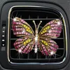 Bling vlinder roze schattige auto -ventilatie clips strass luchtverfrisser ornament