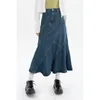 Spódnice Summer Vintage Blue Women Dżins Trąbowa spódnica streetwear Style swobodne nieregularne panie o wysokiej talii Długie syrena dżinsowa spódnica 230308