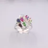 Ringos de cluster genuíno/prata original 925 Sterling Ring Presente de Natal para mulheres Ladies Cristal Flor Gemstone Diamante Tamanho 5-8