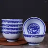 Ciotole 6 Pz/lotto 4.5 pollici Jingdezhen Porcellana Blu E Bianca Riso Ramen Cucchiaio da Minestra Ciotola del Drago Cinese Accessori da Cucina in Ceramica