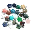 Hangende kettingen ovxxons 1 pc's natuursteen bluestone 20x23mm pentagramvormige meloenzaadgespits Diy ketting accessoires