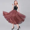 Jupes Tulle jupes femmes plissé maille 3 couches princesse Tutu jupes douces demoiselles d'honneur Midi élastique taille haute jupe W0308