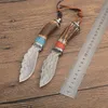 New Arrival G7202 Damscus Fixed Blade Hunting Knife Drop Point Blade Deer Horn Handle Outdoor Camping Hiking Fishing Hunting Survival Straight Knives
