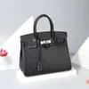 Platinum Handbag Ostrich Tote Bag Women's Bag Fashion Women's Large Capacity 30 with Logo Genuine Leather