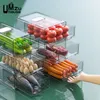 Food Savers Storage Containers Drawer Boxes Fridge Kitchen Organizer Clear Stackable Bin Eggs Fruit Vegetable Meat Beverage Divided Big Drain Case 230307