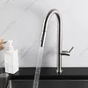 Kitchen Faucets Pull Type Faucet Wiredrawing Black Sink Cold And 360 Degree Rotating Mixing