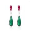 Boucles d'oreilles en peluche 925 Silver Silver Green Emerald Elerald Oreing For Women Aros Mujer Oreja Origin Bijoux de pierres précieuses Orecchini Bizuteria