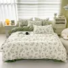 Conjuntos de cama Conjunto de cama de impressão floral Conjunto de cama de casa simples Fresh Fresh confortável Conjunto de edredão com lençóis capas de travesseiros de cama de cama 230308