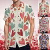 Camicie casual da uomo Moda uomo San Valentino Camicia a maniche corte monopetto stampata digitale 3D Top Abito sociale Overshirt