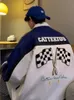 Мужские куртки Gmiixder Men Motorcycle Baseball niform негабаритная американская винтажная гоночная куртка High Street Вышитая кожаная пальто 230307