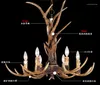 Lustres Europe Pays 6 Tête Bougie Antler Lustre Américain Rétro Résine Corne De Cerf Lampes Décoration De La Maison Éclairage E14 110-240V