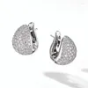 Stud Earrings Exquisite Luxury For Women Vintage Simple Pave Setting Zircon White Gold Yellow Plated Hoop Trend Dangle