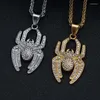 Pendant Necklaces Hip Hop Bling Iced Out Gold Color Stainless Steel Spider Pendants For Men Jewelry Drop