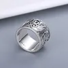 Top luxury jewelry Thai silver three-dimensional carved angel wing feather pattern men's and women's same couple ring