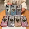 Зеркальный чехол LOVE Bling Diamond для Iphone 15 14 Plus 13 12 11 Pro XR XS MAX X 8 7 Smile Мягкие чехлы из ТПУ с хромированным покрытием Роскошный макияж с сердечками Градиентный блестящий чехол для телефона