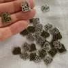 Charms 10pcs/lot Tibetan Bronze Plated Hollow Out Heart Antique Pendants Findings DIY Bracelet Jewelry Making Supplies