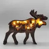 Декоративные предметы статуэток рождественские украшения деревянная кошачья бабочка ленивца с лампами с резьбой пандой серия животных подарки подарки лольки 230307