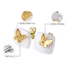 Stud Lotus Fun Real 925 Sterling Silver Natural Ceramics Creative Handmade Fine Jewelry Lovely Butterfly Boucles d'oreilles pour les femmes 230307