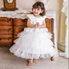 Abiti da ragazza Principessa Paillettes Fiore 2023 Abito da festa per bambini senza maniche Abiti da prima comunione Vestido