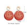 Dangle Boucles D'oreilles De Mode Rose Fleur Or Déclaration À La Mode Bijoux Designer Marque Boucle D'oreille Ronde Pour Les Femmes Parfaite Qualité