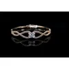 Bangle Zircon Incrusté Bracelet Fille Unique Grand Style Si Mignon Pour Cadeau RoseGold Ton Cuivre