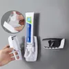 Toothbrush Holders 2pcsset Toothpaste Dispenser Automatic Wall Mount Bathroom Squeezer 5 Slots 230308