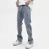 Jeans pour hommes cheville fermeture éclair déchiré lavé rétro hommes Jeans droites larges poches sur les jambes en détresse décontracté Denim pantalon ample Hip Hop pantalon Z0301