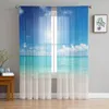 Rideau mer plage voile nuages Tulle rideaux pour salon chambre moderne en mousseline de soie pure cuisine