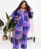 Ethnic Clothing XL-5XL African Clothes For Women Autumn Long Sleeve V-neck Polyester Two Pieces Sets Top And Pant Suit