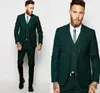 Costumes pour hommes Arrivée Deux Boutons Vert Foncé Marié Tuxedos Garçons D'honneur Notch Lapel Hommes Blazers (Veste Pantalon Gilet Cravate) W: 1034