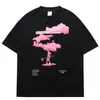 T-shirt da uomo 2023 Streetwear Harajuku T-shirt oversize da uomo Pink Cloud Hip Hop Estate manica corta maglietta in cotone Abbigliamento moda Nero