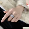 Solitaire Ring Sparkling 925 Sterling Sier Marquise Cut Moissanite Diamond Rings Party Women Leaf Band Gift Hip Hop Dhgarden Dhb1E