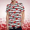 Camisas casuales para hombre Moda para hombre Día de San Valentín 3D Impreso digital Camisa de manga corta de un solo pecho Tops Vestido social Sobrecamisa