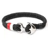 Braccialetti con ciondoli Bracciale per amanti Tessuto a mano Catena di salvataggio nautica da uomo Accessorio Corda Pacco Ancora per barche Gancio sportivo