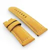 24 mm - 22 mm Yellow Brown Nubuck Calf Leather Watch Band Strap Fit For PAM PAM 111 Wirst Watch