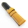 Bracelet de montre en cuir de veau nubuck marron jaune 24 mm - 22 mm pour montre PAM PAM 111 Wirst