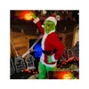 Feestmutsen The Green Monster Christmas Cosplay Costume Outfits With Mask Props Xmas Gift Drop Delivery Home Garden Feestelijke voorraden DHG5U