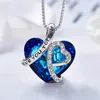 Pendentif Colliers Exquis Et Élégant Bleu Mer Coeur Collier Élégant En Forme De Cristal Clavicule Chaîne Femmes Banquet Bijoux