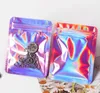 Väskor Återförslutningsbar folie Pouch Bag platt laserfärgförpackningsväska för festförmåner för matlagring holografiska färger
