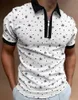 Erkek Polos Yaz 3d Baskı Nefes Alabilir Sokak Giyim Moda Patchwork Erkekler Kısa Kollu Polo Gömlek Çarpıklık Yaka Zipper Tops 230308