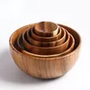 Bowls Unique Round Shape Natural Wooden Dinnerware Serving Acacia Wood Bowl For Fruits Or Salads