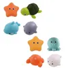 Jouets de bain bébé animaux mignons jouet natation eau en caoutchouc souple flotteur Induction grenouilles lumineuses enfants laver jouer drôle cadeau 230307