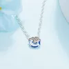 Chains 925 Silver Sterling Jewelry Blue Pansy Flower Pendant Necklace For Women Gift Original Charm WholesaleChains