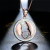 Pendant Necklaces Luxury Female Blue Opal Necklace Rose Gold Silver Color Chain Cute Heart For Women Thanksgiving GiftPendant